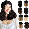 Wigyy Black Berets Cap with 8 Inch Wavy Curly Hat Wig - Effortless Glamor