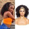 Natural Dark Brown Afro CurlyWig with Scarf - Effortless Glamor