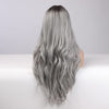 26 inch Long Silver Wig for Women Ombre Silver Grey Wigs Middle Part Wavy Cosplay Wig - Effortless Glamor