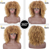 Short Afro Kinky Curly Blond Wig with Bangs