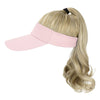 Ponytail Medium Length Curly Hair Open Top Pink Hat Wig - Effortless Glamor