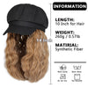 Newsboy Cap with 10 Inch Wavy Curly Hair Extensions for Women - Effortless Glamor