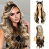 Women's Medium Parted Long Hair With Big Wavy Curls Before Lace