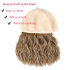 Wigyy Black Berets Cap with 8 Inch Wavy Curly Hat Wig - Effortless Glamor