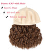 Wigyy Black Berets Cap with 8 Inch Wavy Curly Hat Wig - Effortless Glamor