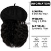 Wigyy Black Berets Cap with 8 Inch Wavy Curly Hat Wig - Effortless Glamor