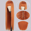 Long Straight Synthetic Wigs with Bangs Copper Ginger Orange Cosplay Wigs - Effortless Glamor