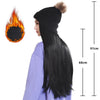 Long Straight Synthetic Wig With Hat Autumn Winter Knitted Hat Wig - Effortless Glamor