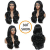 Natural Black Body Wave Wigs with Turban 26'' - Effortless Glamor