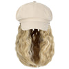 Newsboy Cap with 10 Inch Wavy Curly Hair Extensions for Women - Effortless Glamor