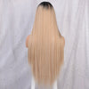 Long Straight Ombre Brown Synthetic Wigs Middle Part Wig Suitable For Party Use