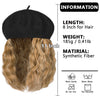 Wigyy Black Berets Cap with 8 Inch Wavy Curly Hat Wig - Effortless Glamor