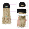 Ins Hot24" Long Curly Wavy Hairpiece Adjustable Baseball Cap Attached Natural Wig for Women Girls Bleach Blonde - Effortless Glamor