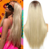 Long Straight Hair Synthetic Front Lace Wig Medium Parting Hairstyle - Effortless Glamor