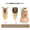 100% Remy Human Hair Toppers with Bangs – Platinum Blonde Ombre, Silk Base Clip-ins for Thin Hair 