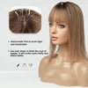 100% Remy Human Hair Toppers with Bangs – Platinum Blonde Ombre, Silk Base Clip-ins for Thin Hair 