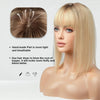 100% Remy Human Hair Toppers with Bangs – Platinum Blonde Ombre, Silk Base Clip-ins for Thin Hair 