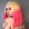 Ins Hot Ombre Blonde Pink Bob Mini Lace Wigs