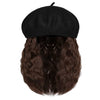 Wigyy Black Berets Cap with 8 Inch Wavy Curly Hat Wig - Effortless Glamor