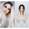 2021 Black to Silver Straight Mini Lace Front Wigs - Effortless Glamor