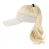 Ponytail Medium Length Curly Hair Open Top Yellow Hat Wig - Effortless Glamor