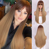 Long Straight Synthetic Wigs with Bangs Copper Ginger Orange Cosplay Wigs - Effortless Glamor