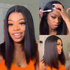 20CM Straight Bob Lace Front Human Hair Wigs - Effortless Glamor