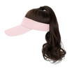 Ponytail Medium Length Curly Hair Open Top Pink Hat Wig - Effortless Glamor