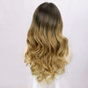 22 Inch Long Wavy Ombre Brown Mini Lace Wigs - Effortless Glamor