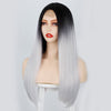 2021 Black to Silver Straight Mini Lace Front Wigs - Effortless Glamor