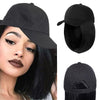 Ins Hot Black Baseball Cap with 14'' Hair Extensions Adjustable Wig - Effortless Glamor