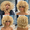 Short Afro Curly Wig with Bangs Ginger Orange Synthetic Wigs - Effortless Glamor