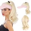 Ponytail Medium Length Curly Hair Open Top Pink Hat Wig - Effortless Glamor