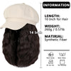 Newsboy Cap with 10 Inch Wavy Curly Hair Extensions for Women - Effortless Glamor