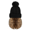 Beanie Hat with Hair Extensions Cap Attached Short Curly Wavy Hairpiece Wig - Effortless Glamor