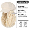 Newsboy Cap with 10 Inch Wavy Curly Hair Extensions for Women - Effortless Glamor