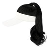 Ponytail Medium Length Curly Hair Open Top White Hat Wig - Effortless Glamor