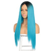 2021 Black to Blue Straight Mini Lace Front Wigs - Effortless Glamor