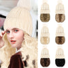 Beanie Hat with Hair Extensions Cap Attached Short Curly Wavy Hairpiece Wig - Effortless Glamor