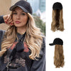 Ins Hot24" Long Curly Wavy Hairpiece Adjustable Baseball Cap Attached Natural Wig for Women Girls Bleach Blonde - Effortless Glamor