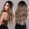 Women's Long Curly Hair In The Middle Part Of The Big Wave Of Gray And Gold Mixed Color Pick Dye Wig