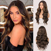 Ins Hot for Women Long Body Wavy Dark Brown Middle Part Water Wave Hair Wig Cosplay Natural Heat Resistan - Effortless Glamor