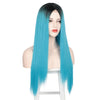 2021 Black to Blue Straight Mini Lace Front Wigs - Effortless Glamor