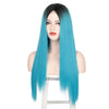 2021 Black to Blue Straight Mini Lace Front Wigs