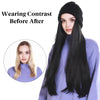 Long Straight Synthetic Wig With Hat Autumn Winter Knitted Hat Wig - Effortless Glamor