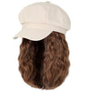 Newsboy Cap with 10 Inch Wavy Curly Hair Extensions for Women - Effortless Glamor