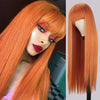 Long Straight Synthetic Wigs with Bangs Copper Ginger Orange Cosplay Wigs - Effortless Glamor