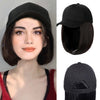 Ins Hot Black Baseball Cap with 14'' Hair Extensions Adjustable Wig - Effortless Glamor