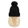 Beanie Hat with Hair Extensions Cap Attached Short Curly Wavy Hairpiece Wig - Effortless Glamor