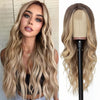 Ins Hot Brown Mixed Blonde Long Wavy Mini Lace Front Wigs - Effortless Glamor